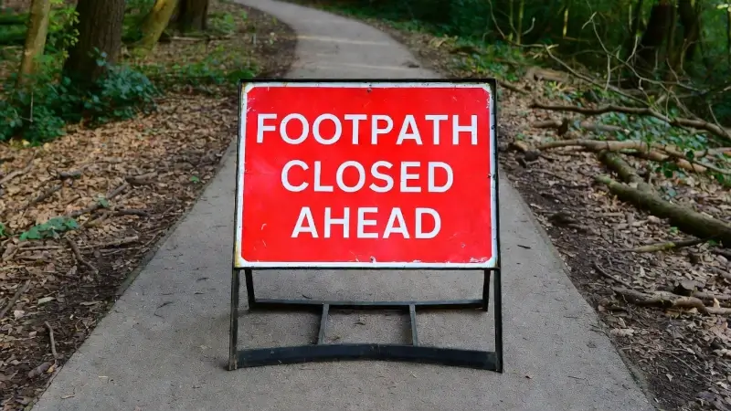 Temporary footpath closure on OF-509