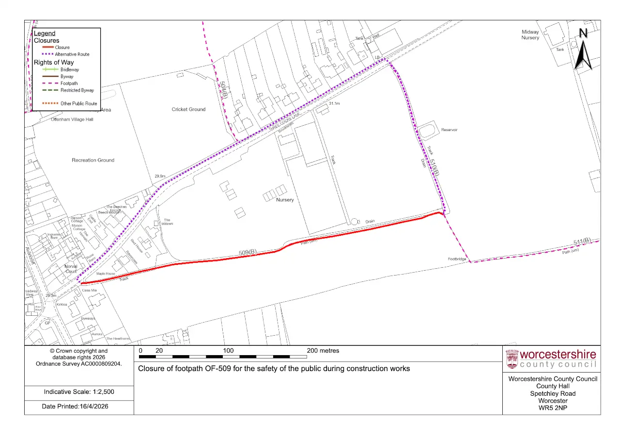 Footpath OF-509 Closure Map
