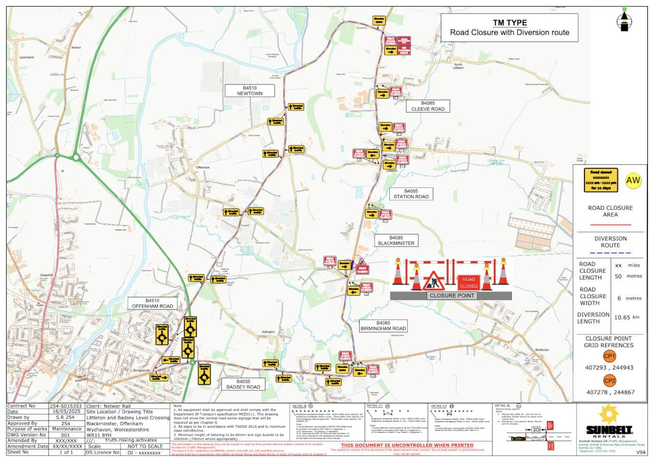 B4085 Blackminster Road Closure - 17th September